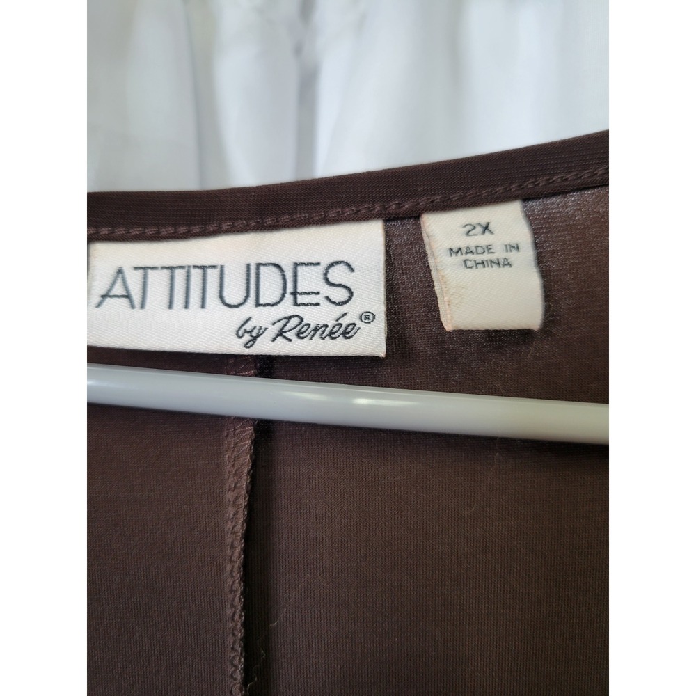Attitudes by Renee Brown V-Neck 3/4 Sleeve Midi Dress Womens 2X New 1609 - Picture 8 of 8